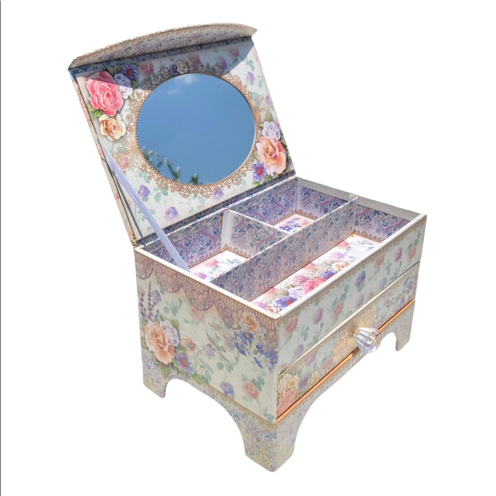Pooch & Sweetheart Victorian Peacock Mirrored Jewelry Dresser Organizer  (97599)
